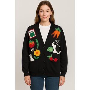 Vintage‎ Rare Novelty Garden Cardigan Sweatshirt 90's Veggie Cottagecore OS